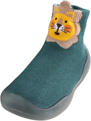 EnJoCho Non Slip Shoes for Toddler Baby Boys Girls Solid Warm Knit Soft Sole Rubber Shoes Slipper Stocking Soft Shoes Socks (Green, 22)
