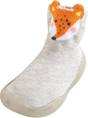 EnJoCho Non Slip Shoes for Toddler Baby Boys Girls Solid Warm Knit Soft Sole Rubber Shoes Slipper Stocking Soft Shoes Socks (Grey, 18)