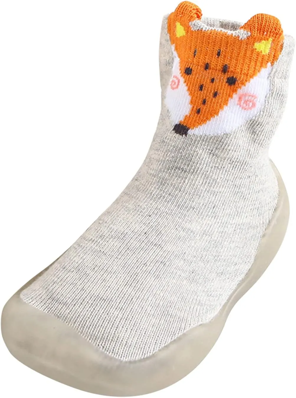 EnJoCho Non Slip Shoes for Toddler Baby Boys Girls Solid Warm Knit Soft Sole Rubber Shoes Slipper Stocking Soft Shoes Socks (Grey, 18)