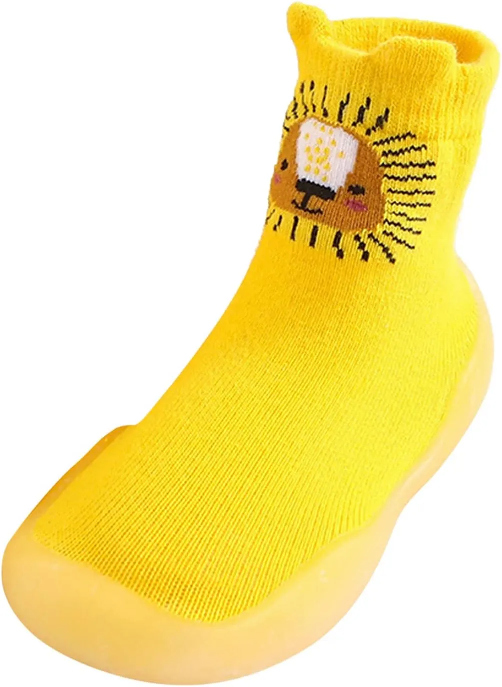 EnJoCho Non Slip Shoes for Toddler Baby Boys Girls Solid Warm Knit Soft Sole Rubber Shoes Slipper Stocking Soft Shoes Socks (Yellow, 18)