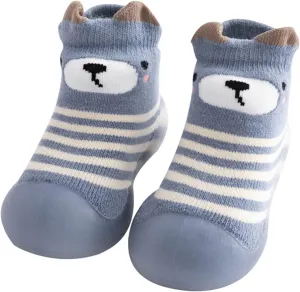 EnJoCho Outdoor Shoes for Children Kids Toddler Baby Boys Girls Solid Warm Knit Soft Sole Rubber Shoes Sock Slipper Stocking (Blue, 18)