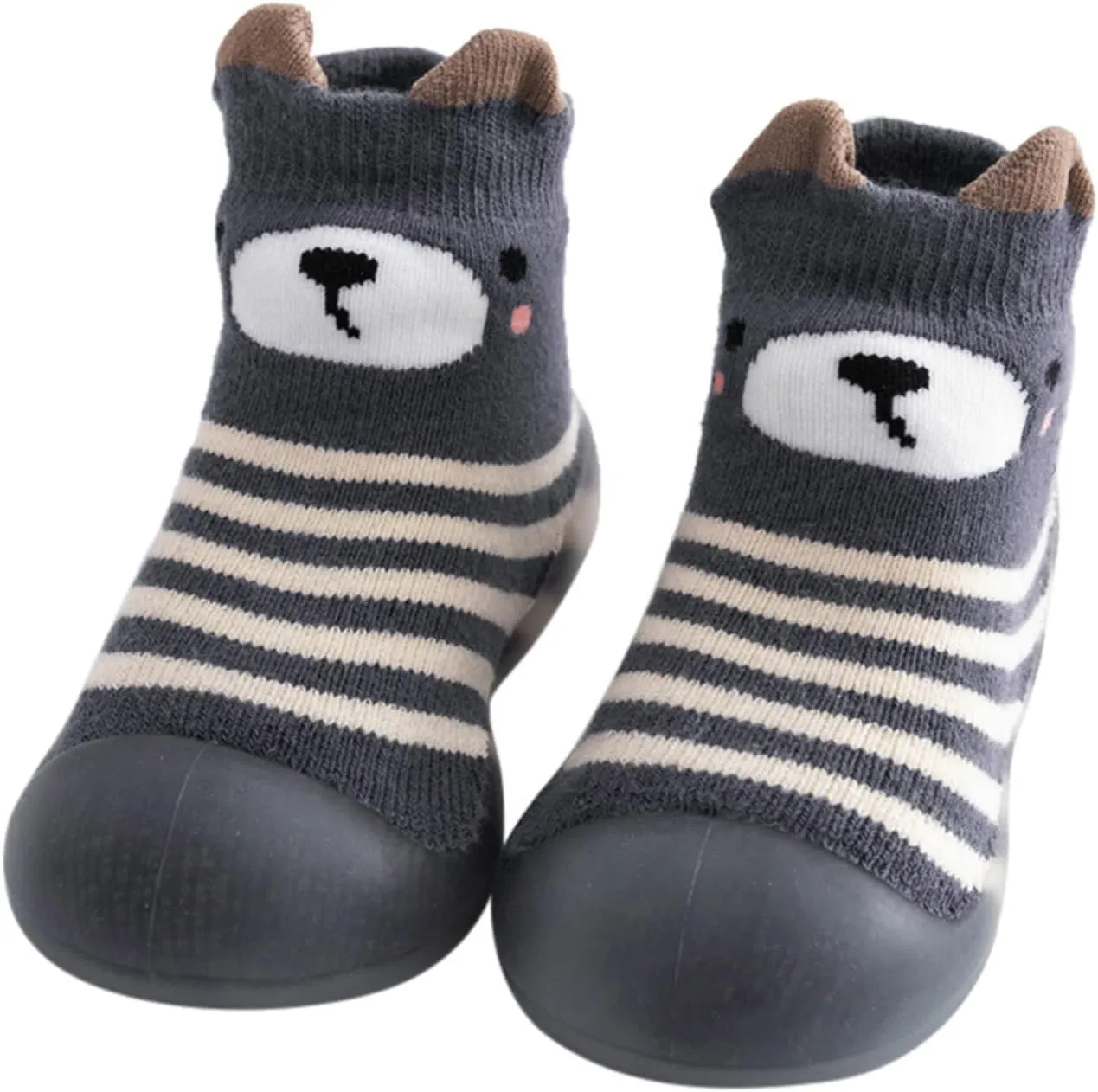 EnJoCho Outdoor Shoes for Children Kids Toddler Baby Boys Girls Solid Warm Knit Soft Sole Rubber Shoes Sock Slipper Stocking (Dark Gray, 26)