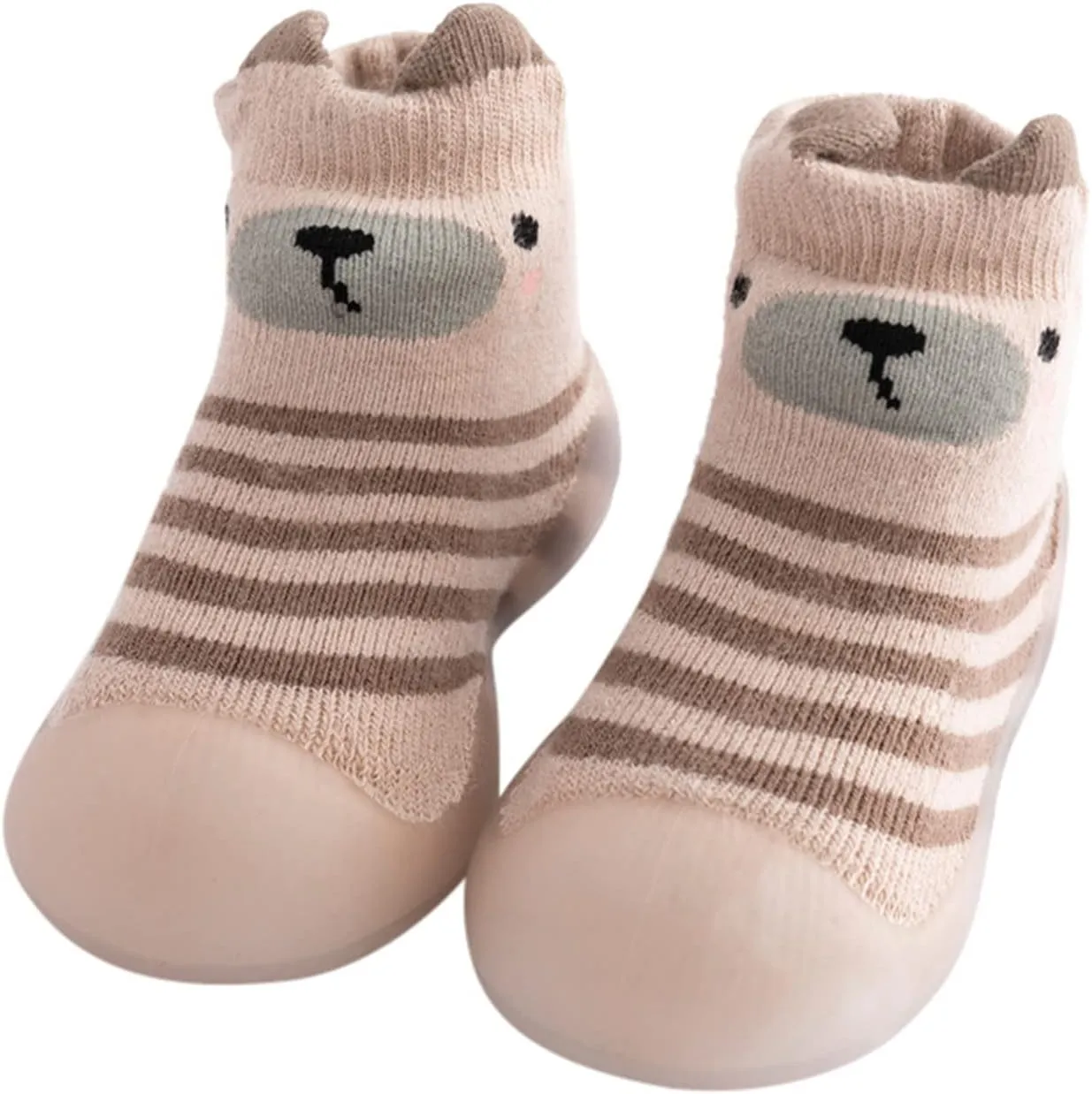 EnJoCho Outdoor Shoes for Children Kids Toddler Baby Boys Girls Solid Warm Knit Soft Sole Rubber Shoes Sock Slipper Stocking (Khaki, 20)