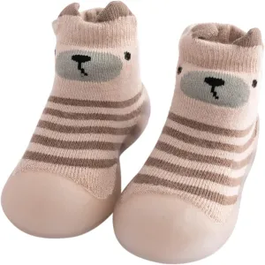 EnJoCho Outdoor Shoes for Children Kids Toddler Baby Boys Girls Solid Warm Knit Soft Sole Rubber Shoes Sock Slipper Stocking (Khaki, 20)