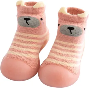 EnJoCho Outdoor Shoes for Children Kids Toddler Baby Boys Girls Solid Warm Knit Soft Sole Rubber Shoes Sock Slipper Stocking (Pink, 18)