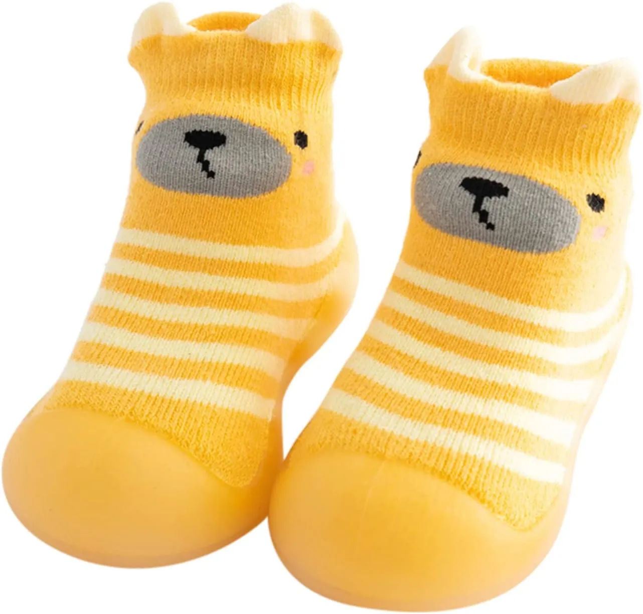 EnJoCho Outdoor Shoes for Children Kids Toddler Baby Boys Girls Solid Warm Knit Soft Sole Rubber Shoes Sock Slipper Stocking (Yellow, 20)
