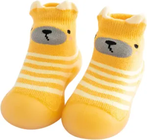 EnJoCho Outdoor Shoes for Children Kids Toddler Baby Boys Girls Solid Warm Knit Soft Sole Rubber Shoes Sock Slipper Stocking (Yellow, 20)