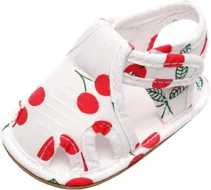 EnJoCho Sport Shoes for Baby Infant Toddler Shoes Soft Sole Non Slip Toddler Floor Shoes Fruit Cherry Print Sandals (Red, 3Months)