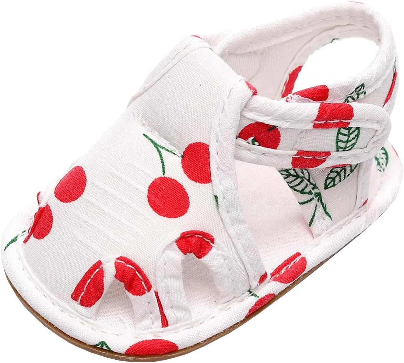 EnJoCho Sport Shoes for Baby Infant Toddler Shoes Soft Sole Non Slip Toddler Floor Shoes Fruit Cherry Print Sandals (Red, 3Months)