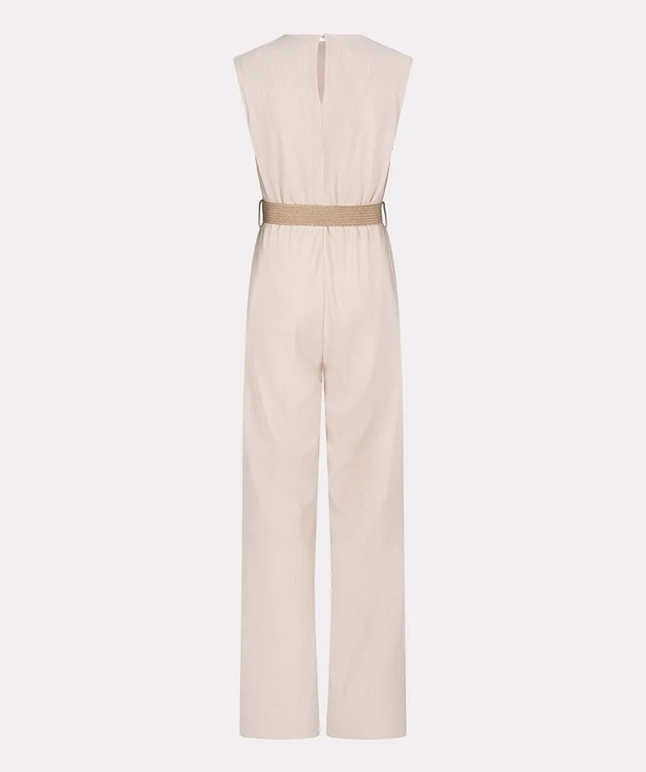 Esqualo Light Sand Fancy Crinkle Jumpsuit