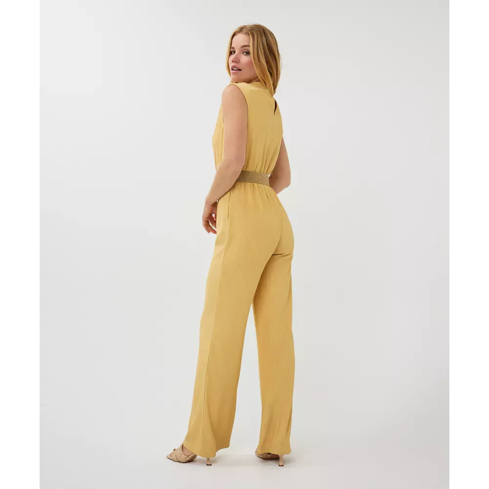 Esqualo Yellow Fancy Crinkle Jumpsuit