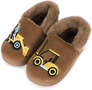 ESTAMICO Girls Cute Cartoon Slippers with Memory Foam Kids Plush Warm Winter House Shoes