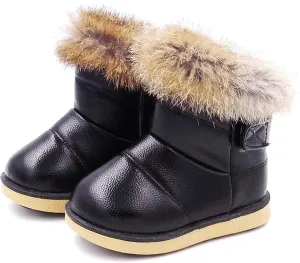 FJWYSANGU Toddler Girl Warm Winter Snow Boots Plush inner Outdoor Boots Waterproof Walking Shoes Flat Easy on for Toddlers Little Girls