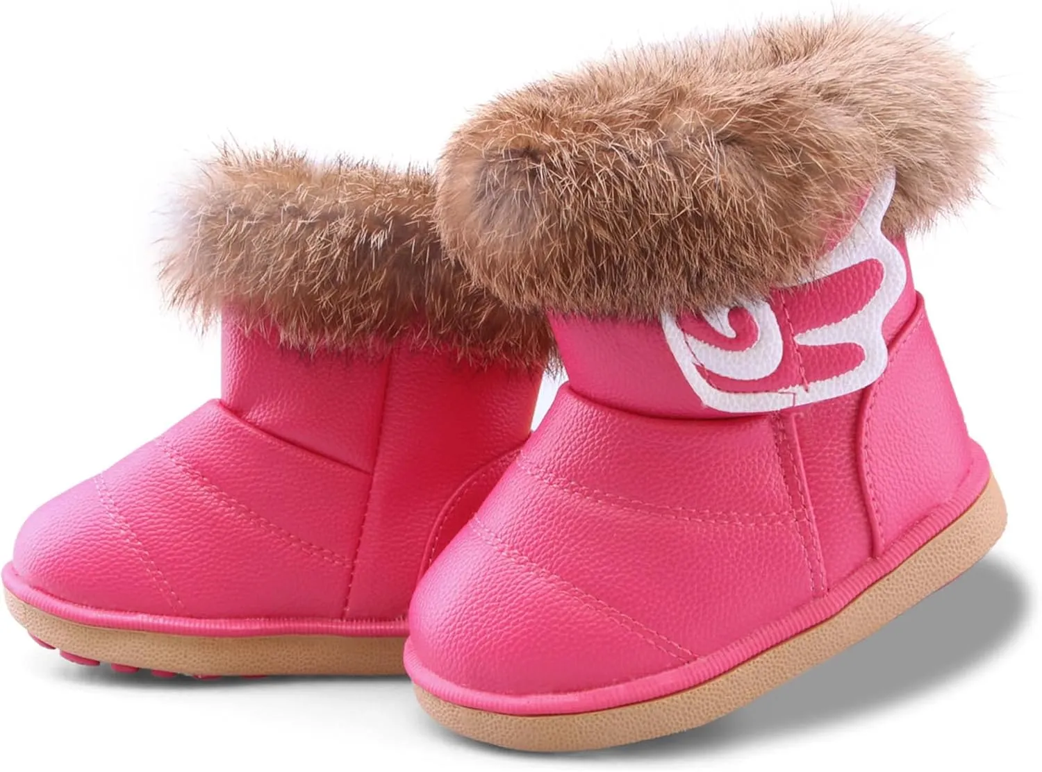FJWYSANGU Toddler Girl Warm Winter Snow Boots Plush inner Outdoor Boots Waterproof Walking Shoes Flat Easy on for Toddlers Little Girls