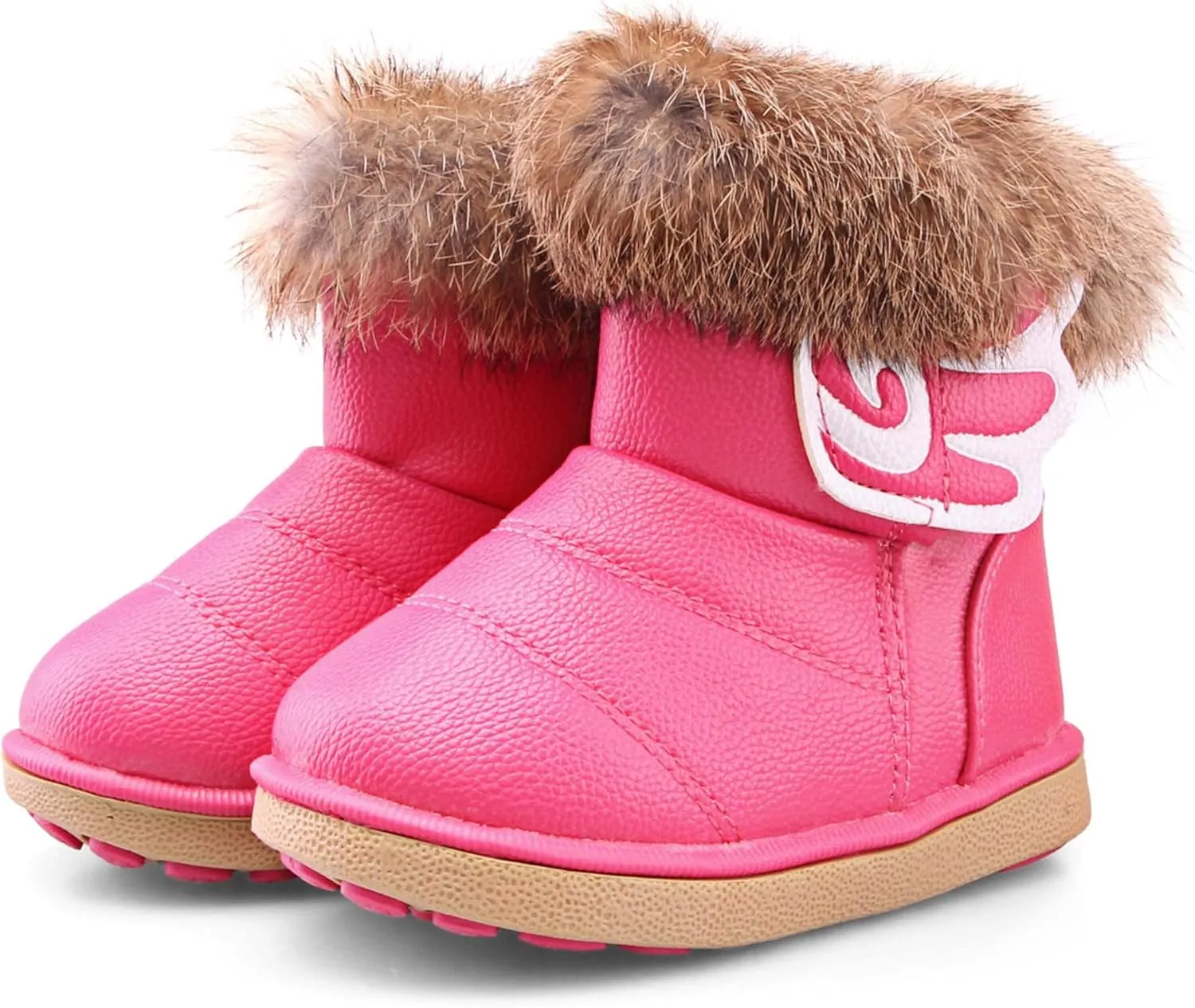 FJWYSANGU Toddler Girl Warm Winter Snow Boots Plush inner Outdoor Boots Waterproof Walking Shoes Flat Easy on for Toddlers Little Girls