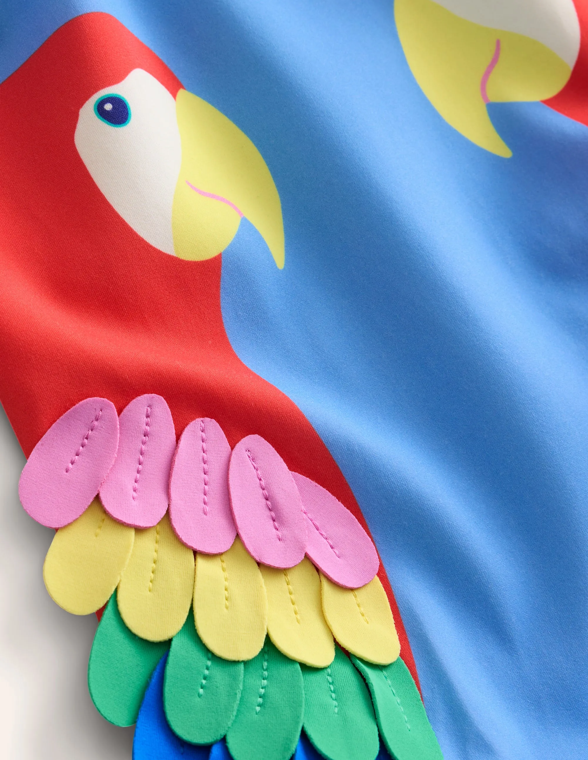 Fun Appliqué Swimsuit-Vintage Blue Parrots