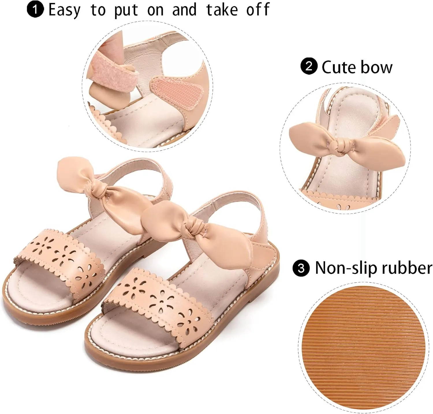 GINFIVE Toddler Girls Sandals Little Girls Kids Summer Shoes Toddler Sandals