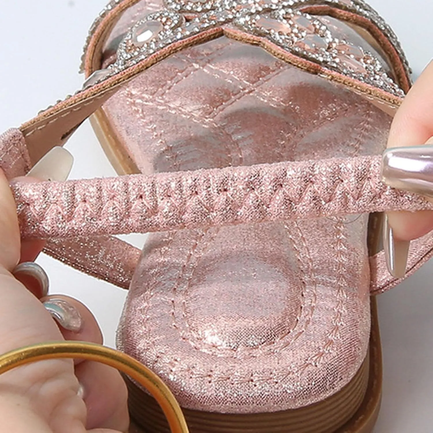 Girl Princess Sandals Rhinestone Slingback Sandals Elastic Ankle Strap Casual Bohemian Size 2 Shoes Baby Girl 0