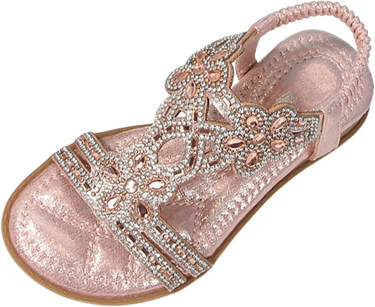 Girl Princess Sandals Rhinestone Slingback Sandals Elastic Ankle Strap Casual Bohemian Size 2 Shoes Baby Girl 0