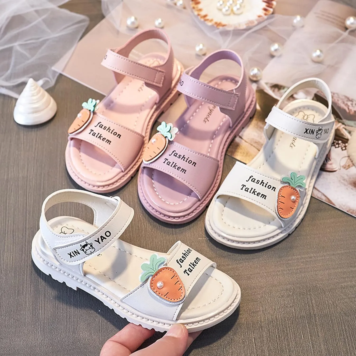 Girl Tennis Shoes Thick Soles Soft Soles Middle and Large Children Children School Sandals Beach Shoes Baby Sandals Size 5
