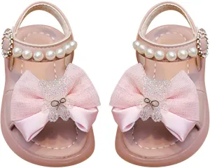 Girls Ballet Shoes Girls Sandals Summer For Children Wearing Beach Shoes Pearl Soft Sole Toddler First Walking Shoes