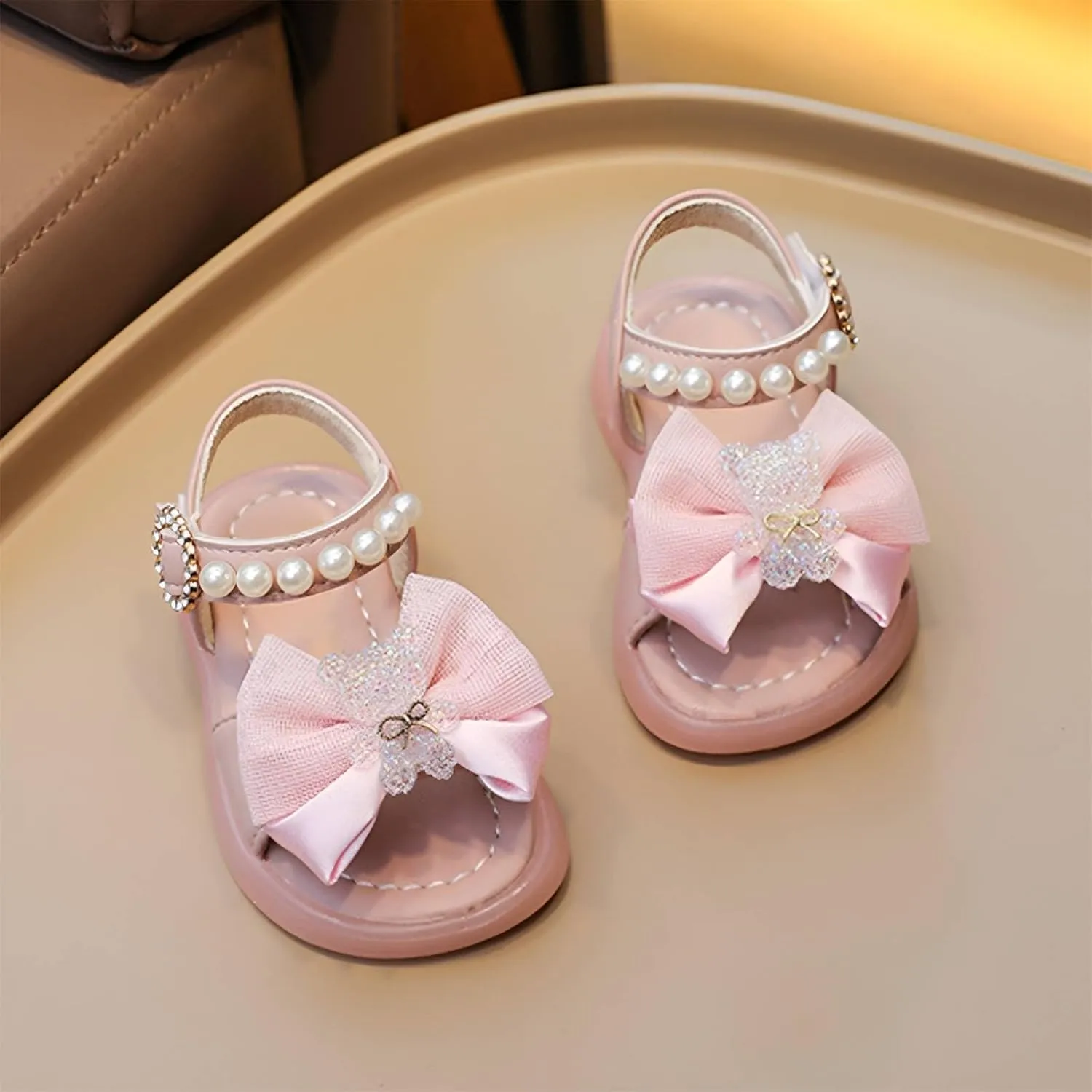 Girls Ballet Shoes Girls Sandals Summer For Children Wearing Beach Shoes Pearl Soft Sole Toddler First Walking Shoes