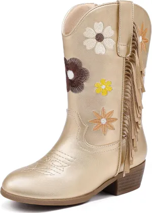 Girls Cowboy Boots Toddler Cowgirl Floral Embroidered Fringe Little Kids Western Boots Girl Riding Boot Birthday Party