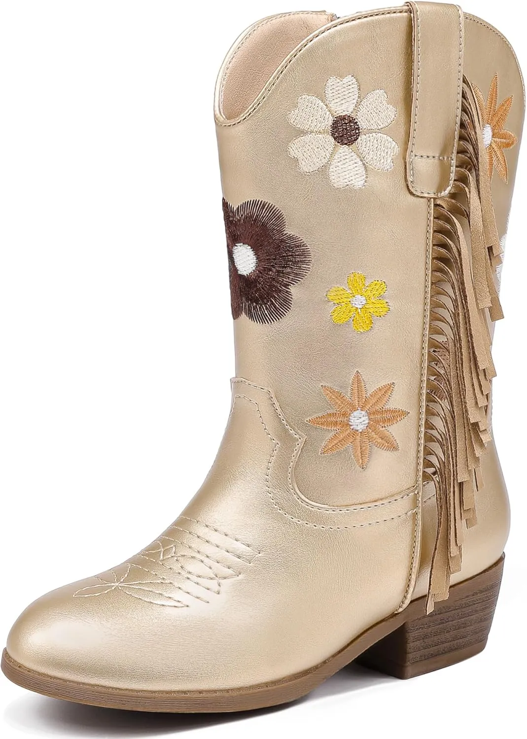 Girls Cowboy Boots Toddler Cowgirl Floral Embroidered Fringe Little Kids Western Boots Girl Riding Boot Birthday Party