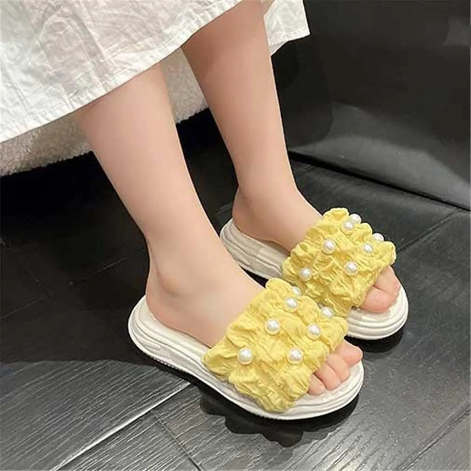 Girls PU Sandals Summer Outdoor Closed Toe Soft Rubber Sole Beach Water Shoes Dress Princess Slides for Girls Size 6