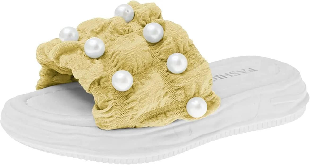 Girls PU Sandals Summer Outdoor Closed Toe Soft Rubber Sole Beach Water Shoes Dress Princess Slides for Girls Size 6