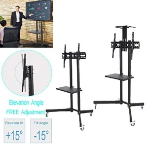 GOTOTOP Mobile TV Stand-Adjustable Mobile TV Display for 32-65 Inch LCD/LED Flat Panel Screen Floor Stand Height Adjustable Mount with Wheels Practical Office Home (Practical Version)