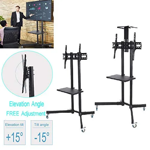 GOTOTOP Mobile TV Stand-Adjustable Mobile TV Display for 32-65 Inch LCD/LED Flat Panel Screen Floor Stand Height Adjustable Mount with Wheels Practical Office Home (Practical Version)