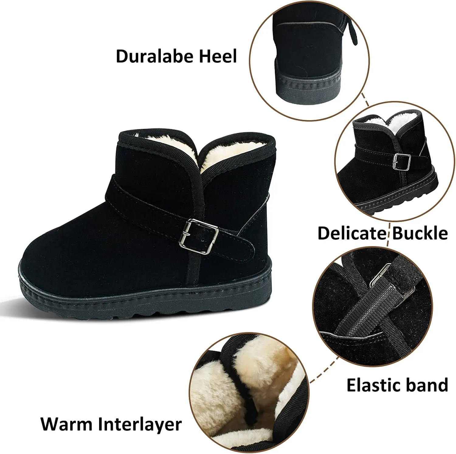 Happy Cherry Baby Boys Girls Snow Boots Soft Sole Anti-Slip Warm Crib Shoes Toddler Prewalker