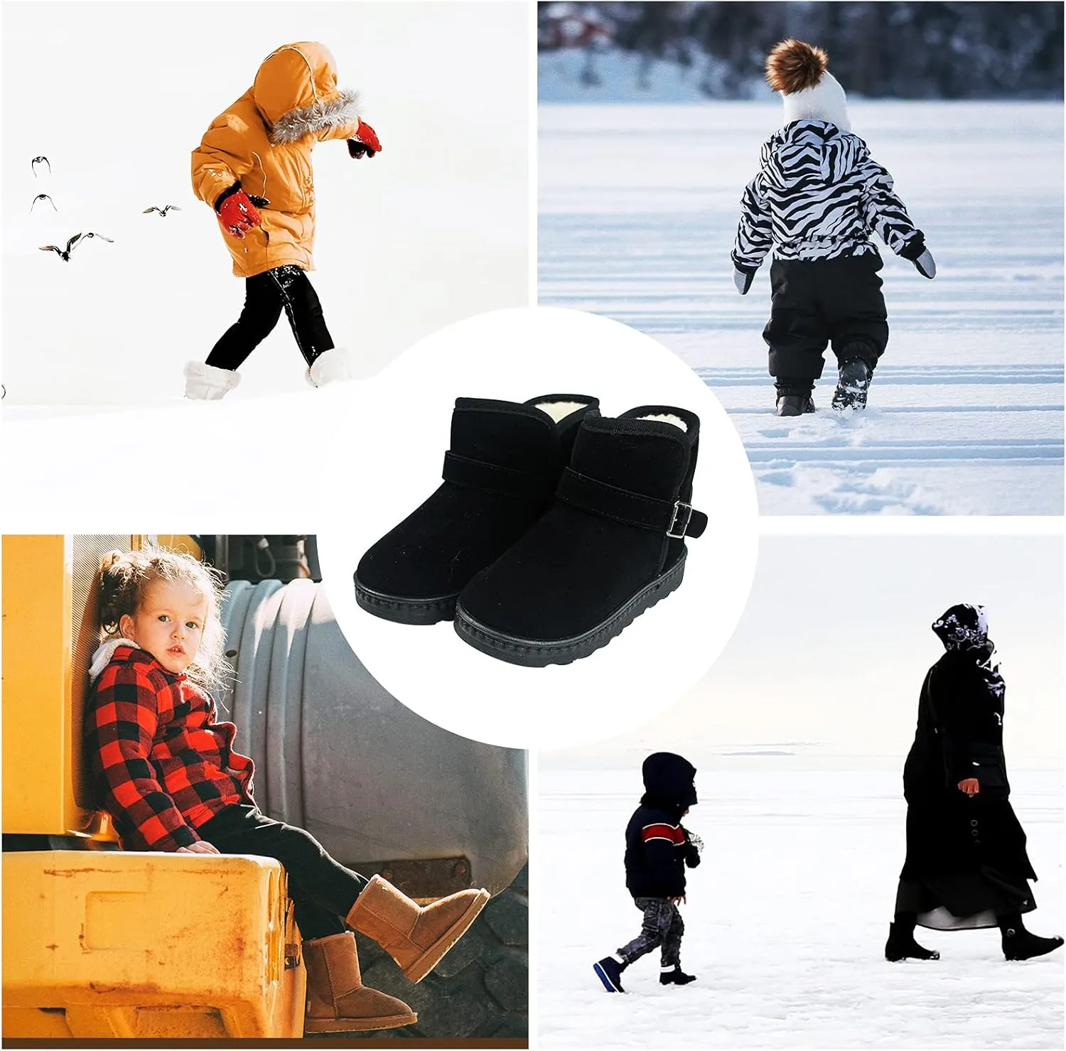 Happy Cherry Baby Boys Girls Snow Boots Soft Sole Anti-Slip Warm Crib Shoes Toddler Prewalker