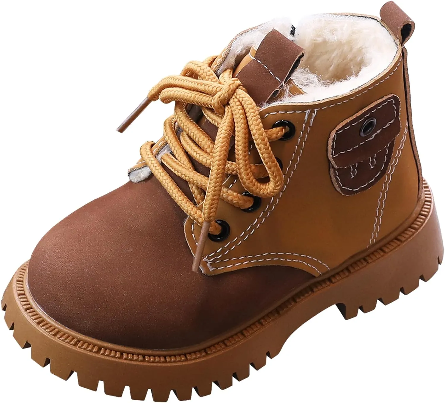 Happy Cherry Infant Boots Boy Autumn Winter Comfort Boots Lace-Up Work Boots High Top Ankle Shoes for Baby Girls