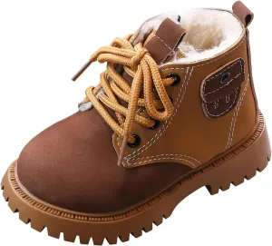 Happy Cherry Infant Boots Boy Autumn Winter Comfort Boots Lace-Up Work Boots High Top Ankle Shoes for Baby Girls