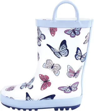 Hudson Baby Infant Girls Rain Boots, Blue Butterflies, 5 Toddler