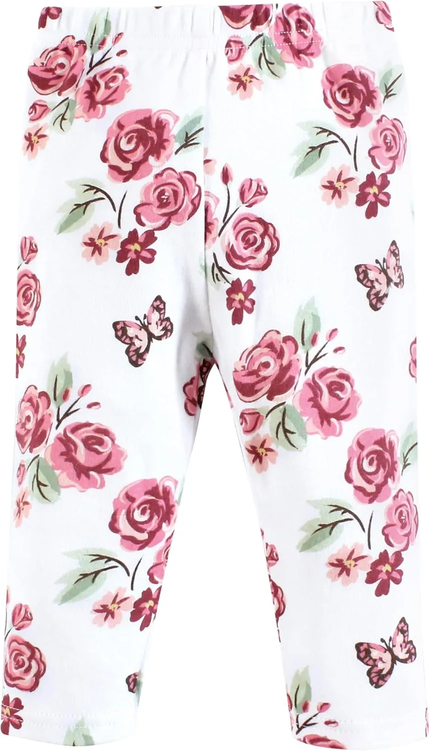 Hudson Baby Unisex Baby Cotton Bodysuit, Pant and Shoe Set, Sweet Roses