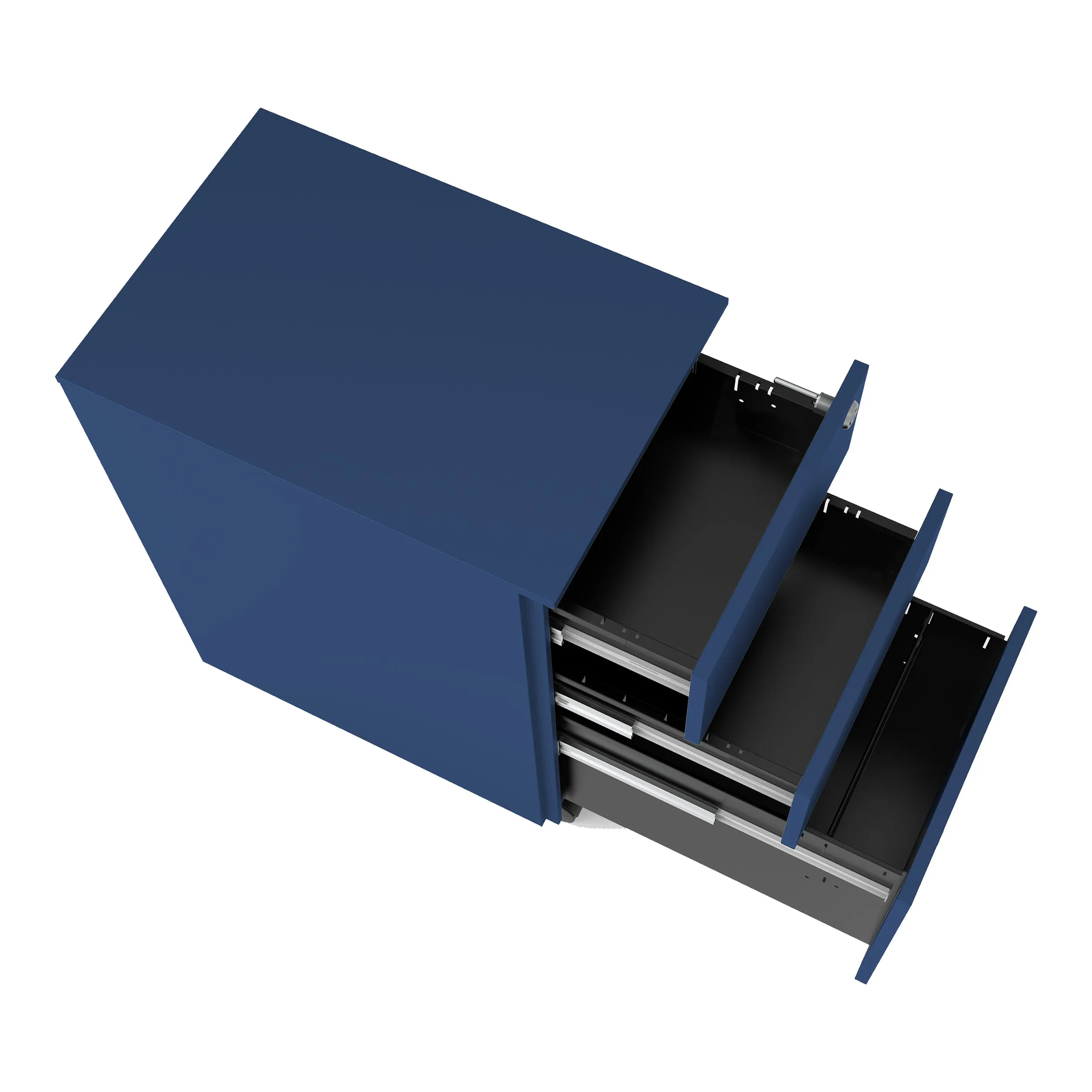 Hughie Modern Matte Navy Blue Lockable 3-Drawer Mobile File Cabinet