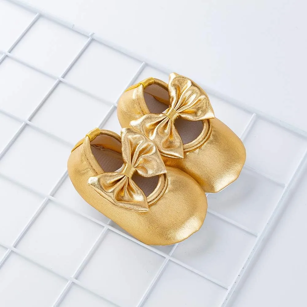 Infant Girls 4pcs Mini Mouse Gold Shorts Set Soft Romper Bloomers Shoes Headband Outfit