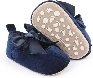 Infant Girls Bowknot Princress Shoes Soft Sole Non Slip First Walkers Prewalker Shoes Toddler Kids Floor (Blue, 6-12 Months)