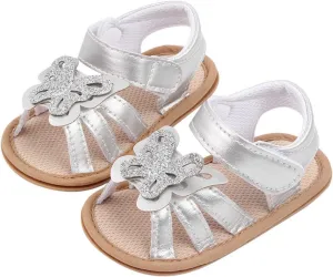 Infant Girls Open Toe Shoes First Walkers Shoes Summer Toddler Paillette Butterfly Flat Sandals Sandals for Girls Size 1