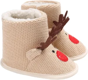 Infant Halloween Christmas Booties Soft Baby Pumpkin Santa Claus Winter Warm Fleece Slippers Snow Boots Crib Shoes