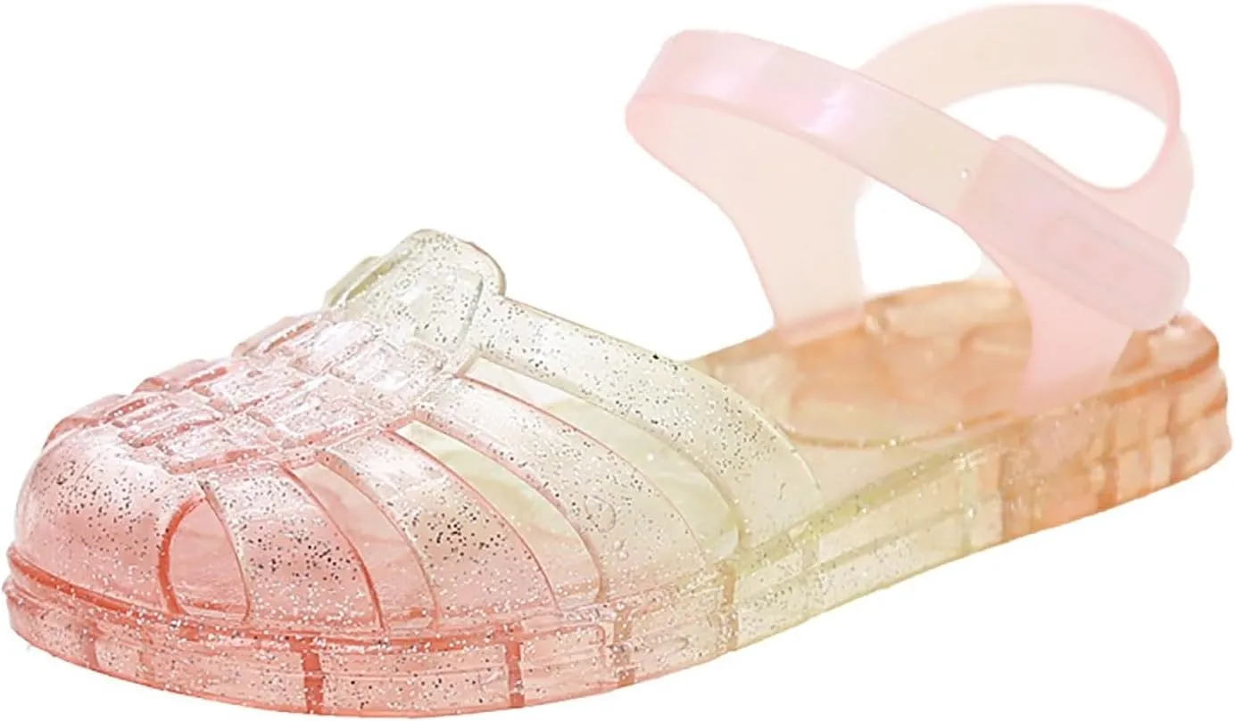Jelly Sandals for Girls Kids Toddler Princess Dress Up Flat Colorful Mary Jane Shoes Rainbow Summer Casual Sandal
