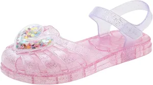 Jelly Shoes for Girls Kids Toddler Sequins Heart Princess Dress Up Flat Birthday Party Mary Jane Shoes Casual Sandal