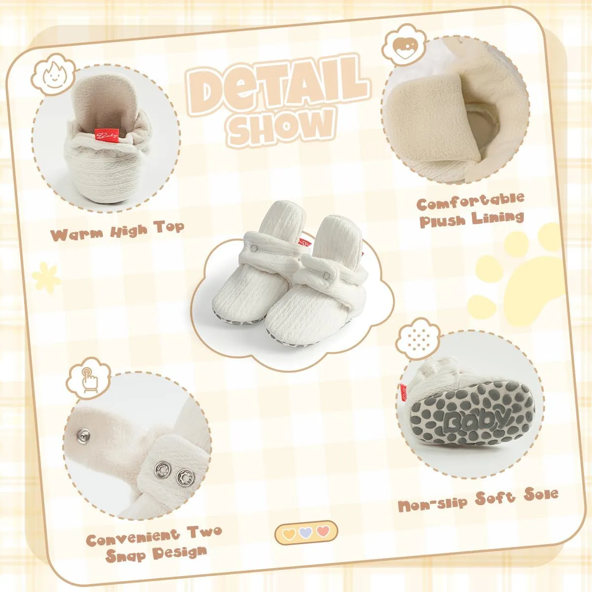 Kannior Infant Baby Boys Girls Soft Cotton Non-Slip Booties Warm Fleece Cozy Indoor Slippers shoe Winter Halloween Costume Toddler Socks Crib shoes