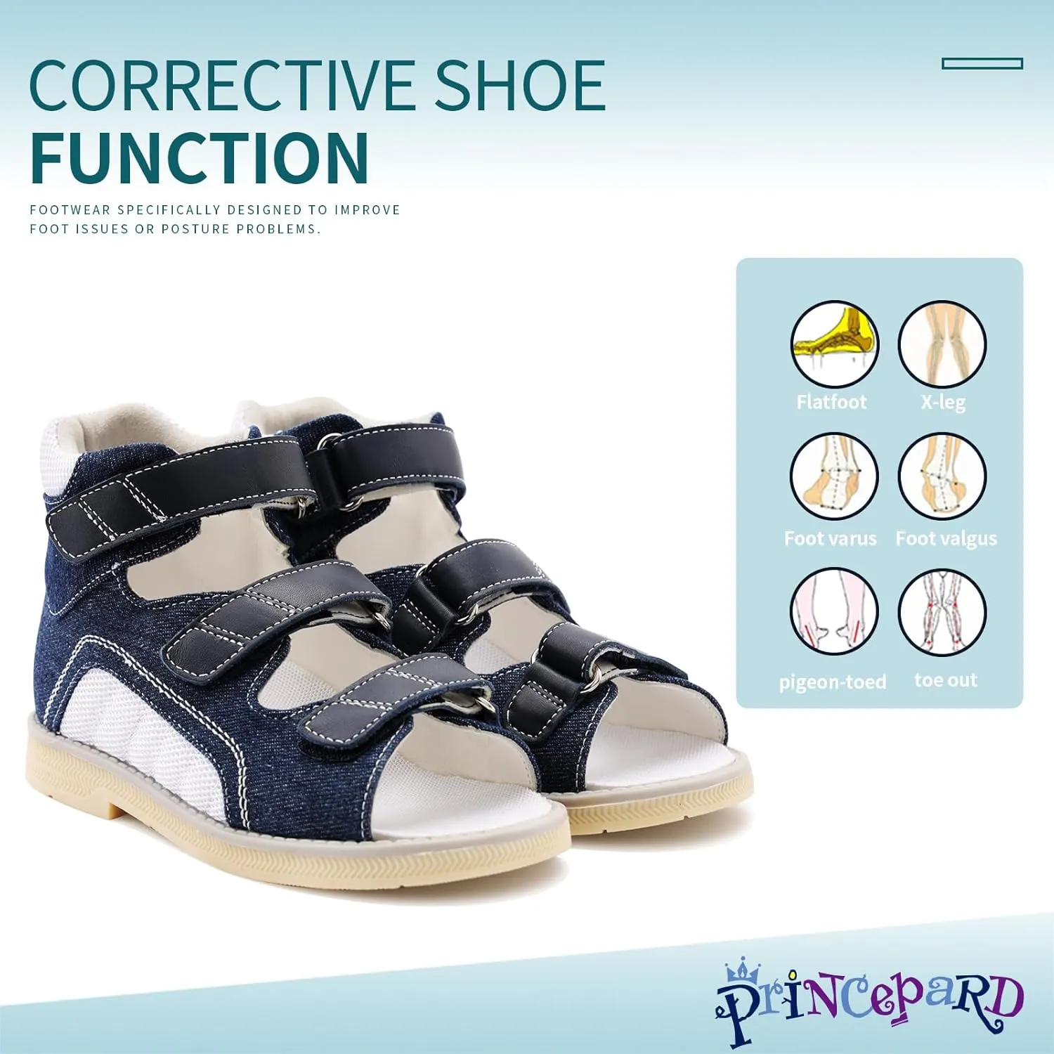 Kids Orthopedic Sandals with Arch and Ankle Support,High Top Shoes