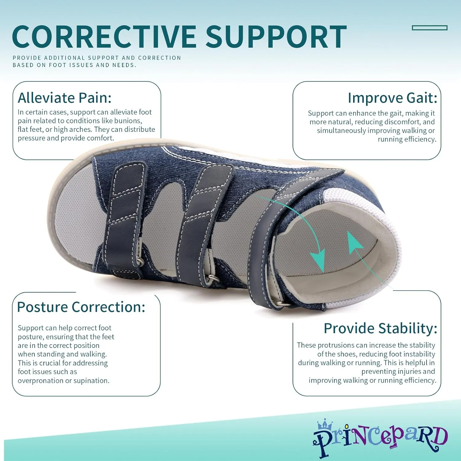 Kids Orthopedic Sandals with Arch and Ankle Support,High Top Shoes