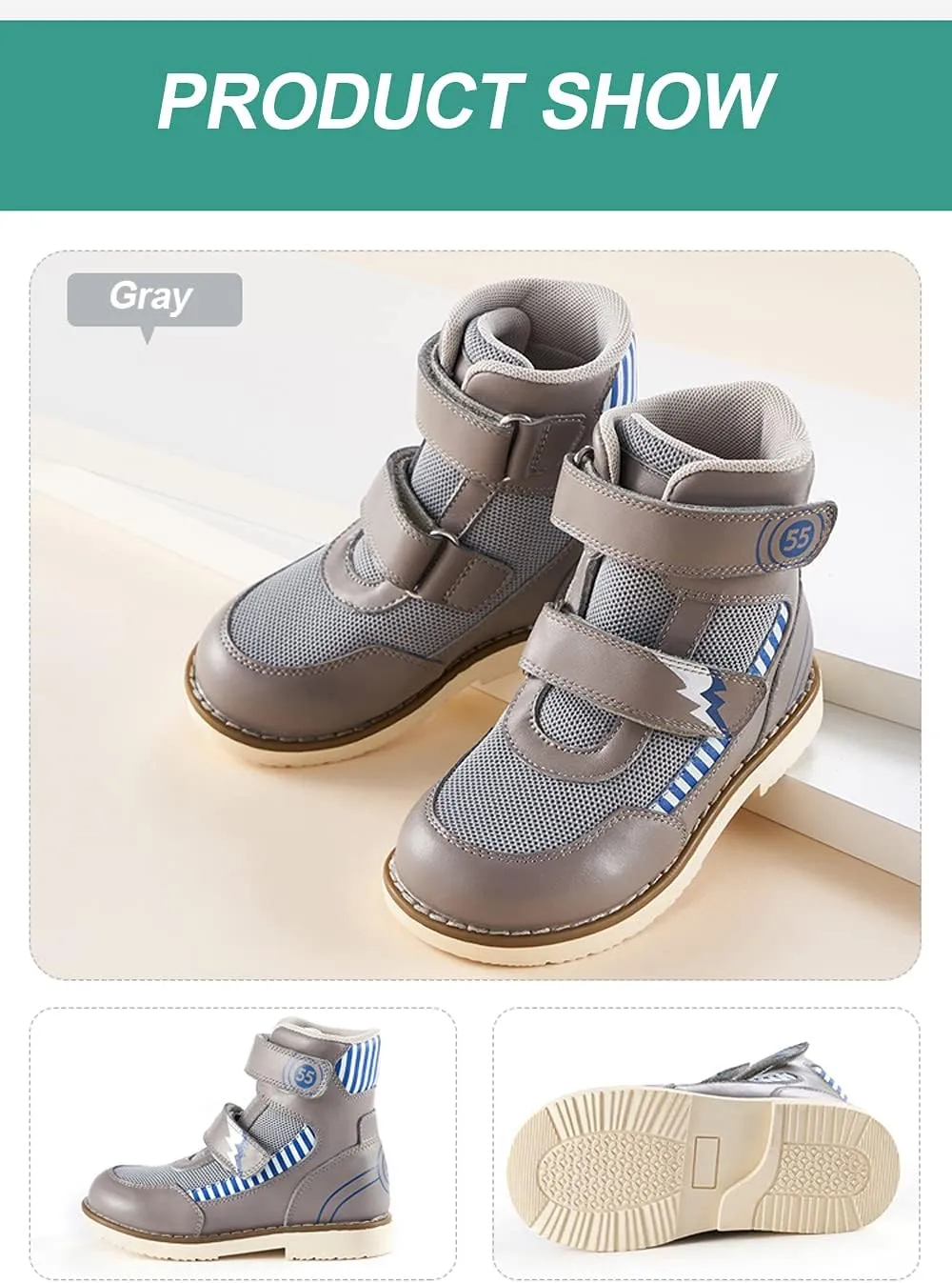 Kids orthopedic shoes, High-top Corrective Shoes for Toddlers with Arch and Ankle Support, Suitable for X/O Legs and Flat Feet