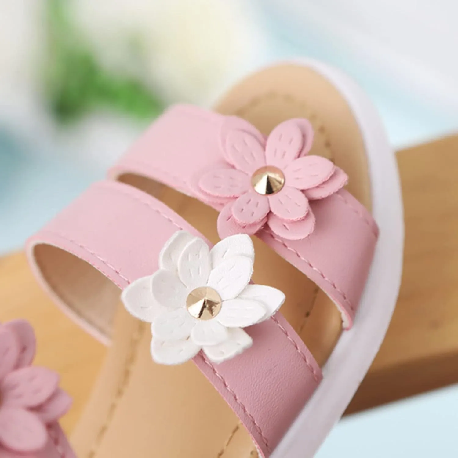 Kids Sandals Girls Toddler Girls Shoes Non-Slip Sandals Kids Rubber Baby Sandals Flower Baby Shoes